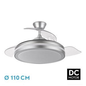 Ventilador Dc Esparta Plus 72w 6120lm Plata 107d 3aspas Desp.3000-4000-6000k Remoto+ Temporizador+ Memoria