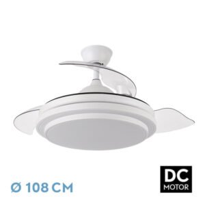Ventilador Dc Ibe 59w 6980lm Blanco 3 Asp.desp. 107d 3000-4000-6000k Remoto, Reg. intensidad, Memoria Y Temporizador