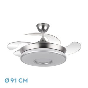 Ventilador Dc Dani 59w 6980lm Niquel 4aspas 6velocidades 91d 3000-4000-6000k Remot+reg.intensidad+memori+tempor