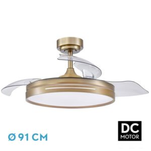 Ventilador Dc 48w Micenas Cuero 3asp. 91d 6vel 4800 Lm 3000-4500-6000k Remoto+memoria+temporizador 25