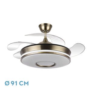 Ventilador Dc Dani 59w 6980lm Cuero 4aspas 6velocidades 91d 3000-4000-6000k Remot+reg.intensidad+memor+temporiz