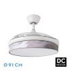 Ventilador Dc Moda 72w Blanco/ola Gris 91d 3aspas 7200lm 3000k, 4000k, 6000k Remoto+ Memoria+ Temporizador - Imagen 2