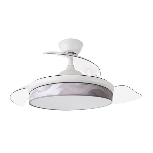 Ventilador Dc Moda 72w Blanco/ola Gris 91d 3aspas 7200lm 3000k, 4000k, 6000k Remoto+ Memoria+ Temporizador - Imagen 3
