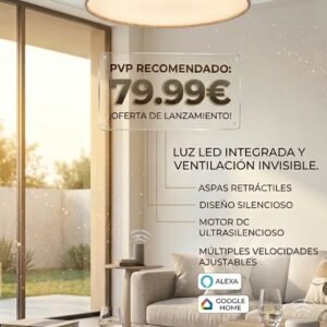 Ventilador de Techo LED con Aspas Retráctiles y Motor DC – Serie Smart DecoEspacio