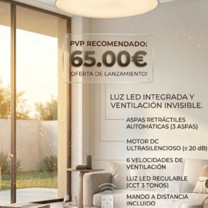 Ventilador de Techo LED con Aspas Retráctiles y Motor DC – Serie basic DecoEspacio